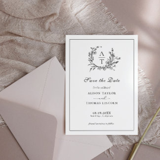 Save the Date Schwarzweiß-Wappen-Karte Einladung