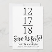 Save the Date Schwarzweiß-Weiß-Schrift (Vorderseite)