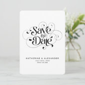 Save the Date schwarzweiße Typografie elegant (Stehend Vorderseite)