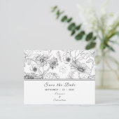 "Save the Date" Schwarzweißmuster der Blume Postkarte (Stehend Vorderseite)