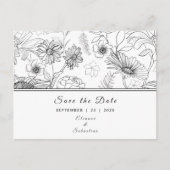 "Save the Date" Schwarzweißmuster der Blume Postkarte (Vorderseite)