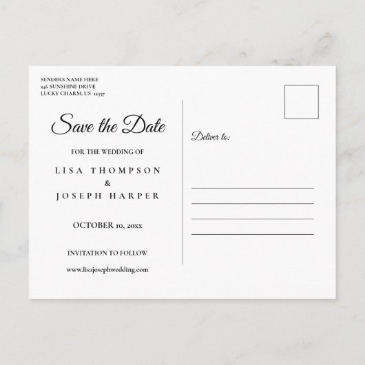 Save the Date Script Calendar Gold Herzkarte Ankündigungspostkarte (Rückseite)