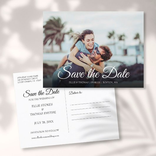 Save the Date Script Foto Modern Simple Ankündigungspostkarte