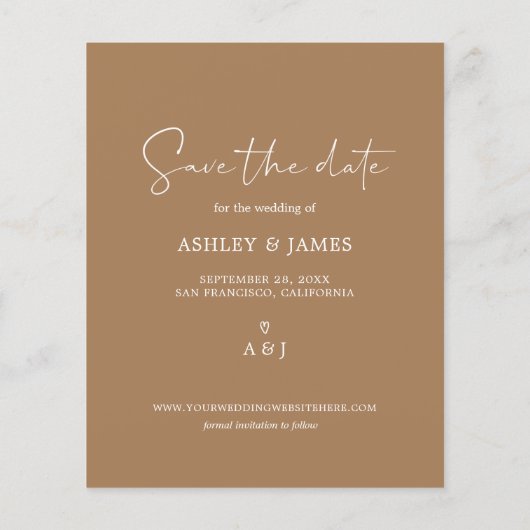 Save the Date Script Gold Caramel Flyer (Hinten)
