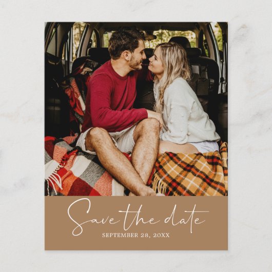 Save the Date Script Gold Caramel Flyer (Vorne)