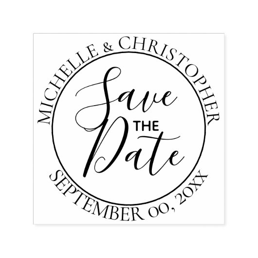 Save the Date Script Hochzeitsrunde minimalistisch Permastempel (Design)