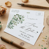 Save the Date Script Simple Eucalyptus Postkarte