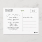 Save the Date Script Simple Eucalyptus Postkarte (Rückseite)