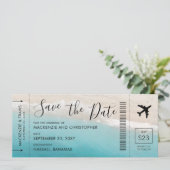 Save the Date Script Tropical Beach Boarding Pass (Stehend Vorderseite)