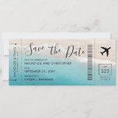 Save the Date Script Tropical Beach Boarding Pass (Vorderseite)