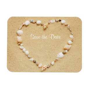 Save the Date Seashell Heart Flexible Magnet