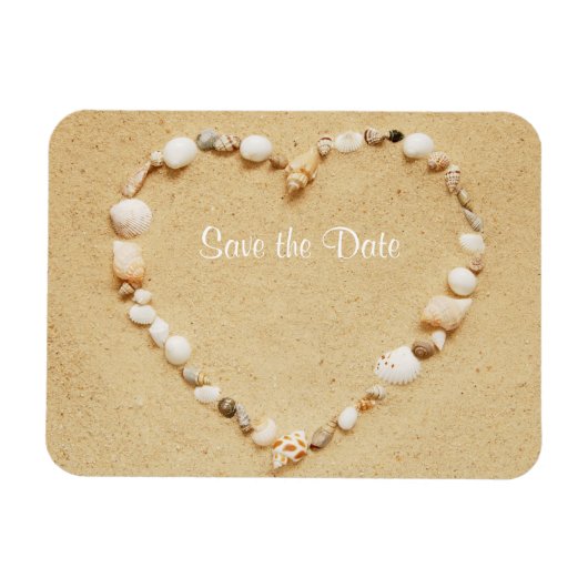 Save the Date Seashell Heart Flexible Magnet (Horizontal)