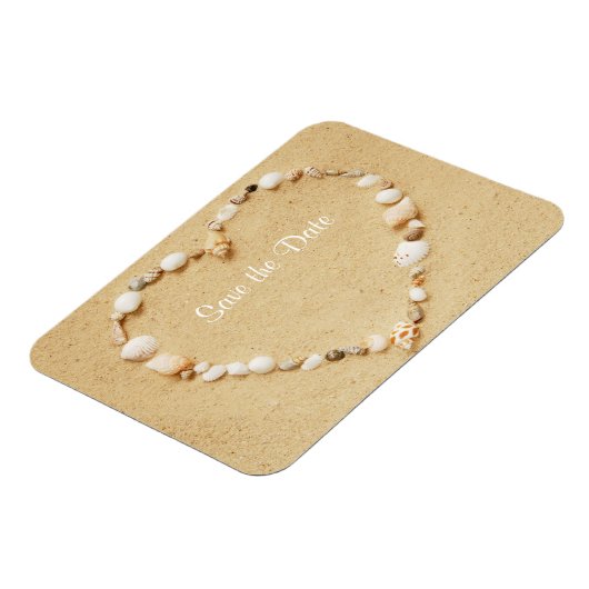 Save the Date Seashell Heart Flexible Magnet (Linke Seite)