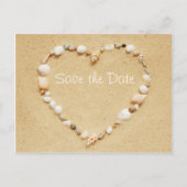 Save the Date Seashell Heart Postcard Ankündigungspostkarte (Vorderseite)