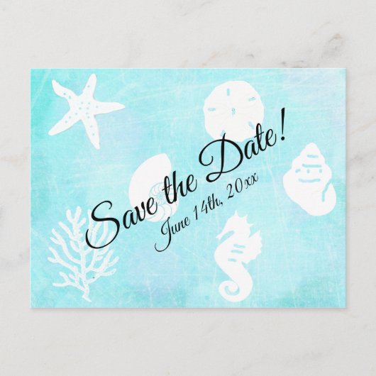 Save the Date Seashell Seashide Themed Wedding Postkarte (Vorderseite)