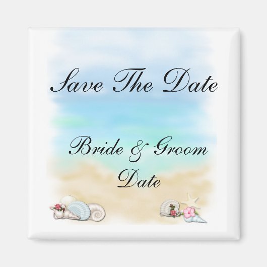 Save the Date Seashells Beach Wedding Magnete Magnet (Vorne)