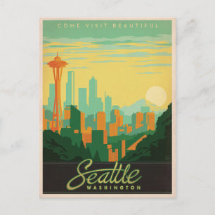 Save The Date   Seattle, WA Ankündigungspostkarte