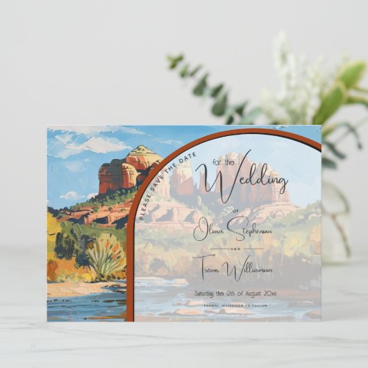 Save the Date - Sedona Rock Kathedrale Einladung (Stehend Vorderseite)