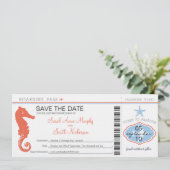 Save the Date Seepferd- und Starfish Boarding Pass (Stehend Vorderseite)