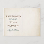 Save the Date Seestern und Flaschenpost Ankündigungspostkarte (Rückseite)