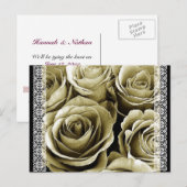 Save the Date SEPIA-Rose nach Postkarte (Vorne/Hinten)