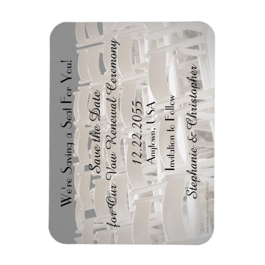 Save the Date Sepia Vow Renewal Chairs Magnet (Vertikal)