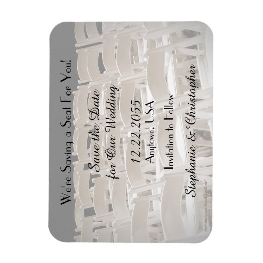 Save the Date Sepia Wedding Chairs Magnet (Vertikal)