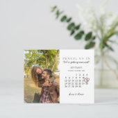 Save the Date September 2021 Monatskalender Rosa H Postkarte (Stehend Vorderseite)