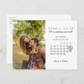 Save the Date September 2021 Monatskalender Rosa H Postkarte (Vorne/Hinten)