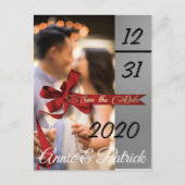 Save the Date Silber und Schwarz Postkarte (Vorderseite)