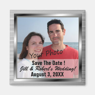 Save the Date silberne gerahmte Foto-Magneten Magnet