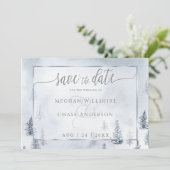 Save The Date | Silver Blue Winter Wonderland (Stehend Vorderseite)