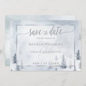 Save The Date | Silver Blue Winter Wonderland (Vorne/Hinten)