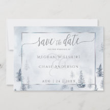 Save The Date | Silver Blue Winter Wonderland