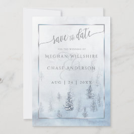 Save The Date | Silver Blue Winter Wonderland