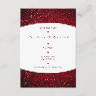 Save the Date Silver Burgundy White Gray Glitzer