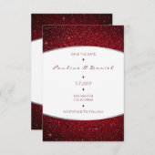 Save the Date Silver Burgundy White Gray Glitzer (Vorne/Hinten)