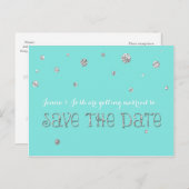 SAVE THE DATE Silver Confetti Wedding Verlobung Ankündigungspostkarte (Vorne/Hinten)