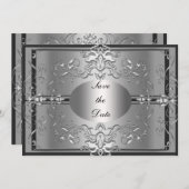 Save the Date Silver Elegante Einladung (Vorne/Hinten)