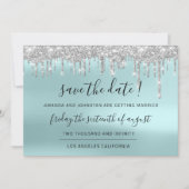 Save the Date Silver Gray Blue Spark Tropfens Aqua (Vorderseite)