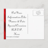 Save the Date Silver Heart & Red Satin Postkarten (Rückseite)