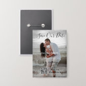 Save the date simple minimal QR scan code details  Button (Vorderseite/Rückseite)