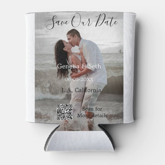 Save the date simple minimal QR scan code details Dosenkühler (Vorderseite)