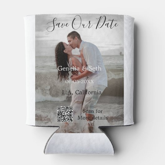 Save the date simple minimal QR scan code details  Dosenkühler (Rückseite)