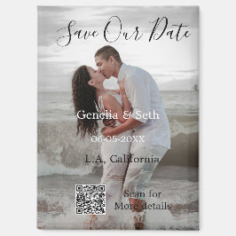 Save the date simple minimal QR scan code details  Magnet