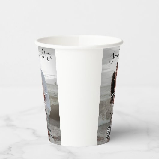 Save the date simple minimal QR scan code details  Pappbecher (Links)