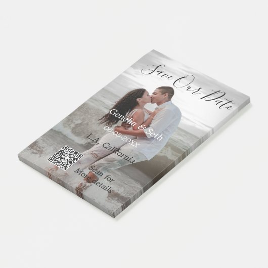Save the date simple minimal QR scan code details Post-it Klebezettel (angewinkelt)