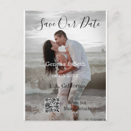 Save the date simple minimal QR scan code details  Postkarte