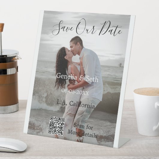 Save the date simple minimal QR scan code details  Sockelschild (In Situ)