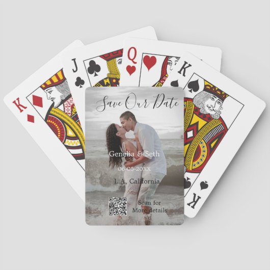 Save the date simple minimal QR scan code details  Spielkarten (Rückseite)